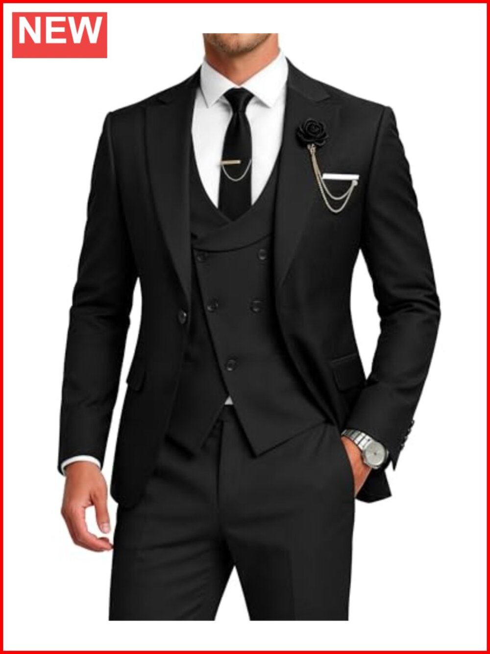 Men's 3 Piece Slim Fit Suit Blazer Vest Pants Set Formal Wedding Prom
